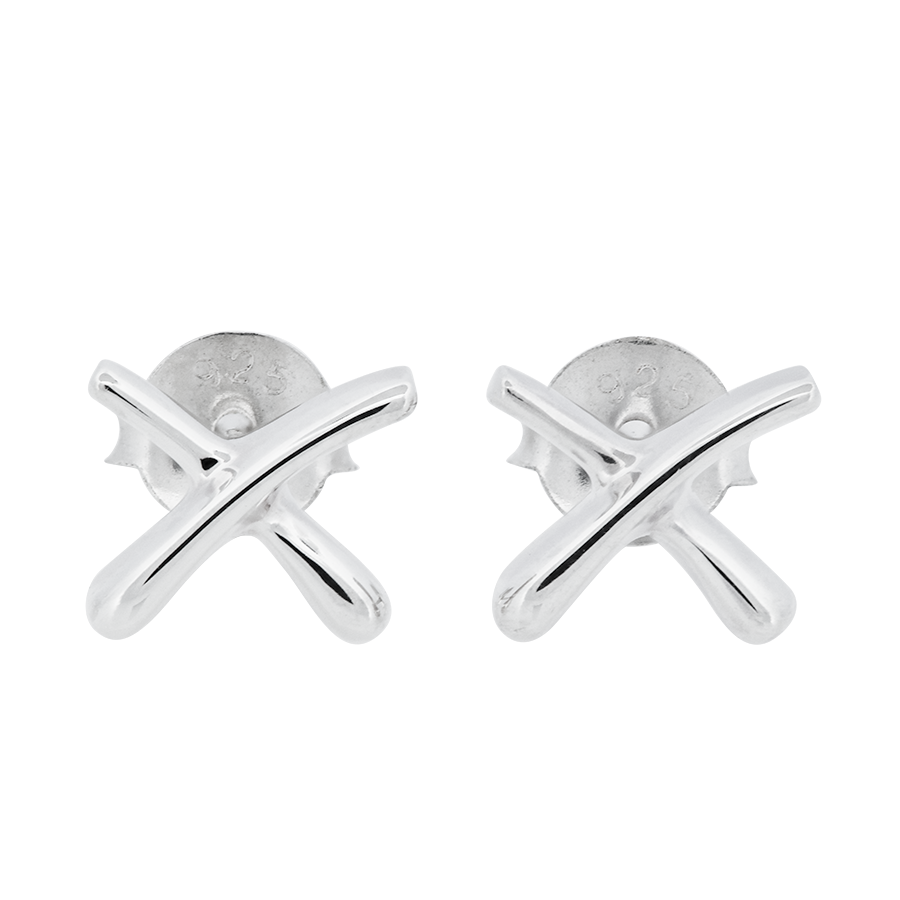 Modern 925 silver 'X' shaped studs; everyday ladies' jewellery.